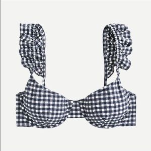 RUFFLE UNDERWIRE BIKINI TOP IN GINGHAM